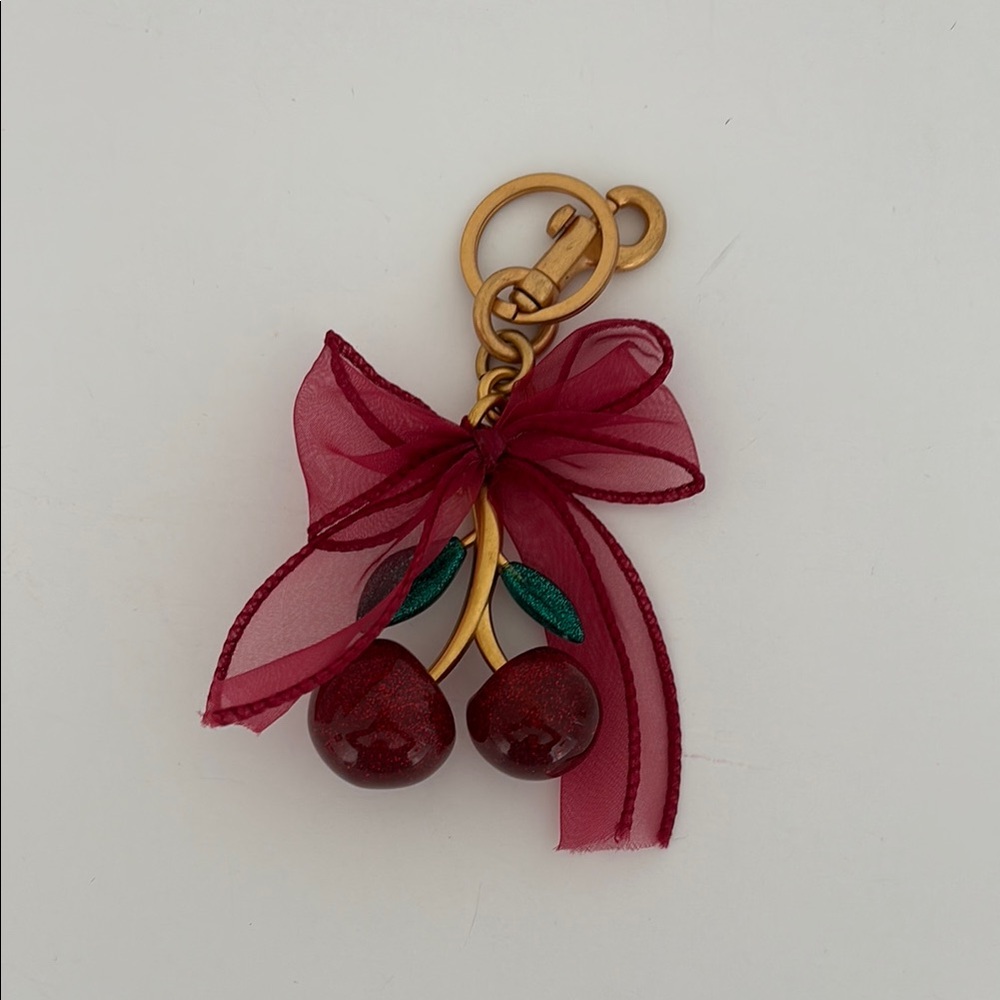 Cherry Keychain with Red Bow
